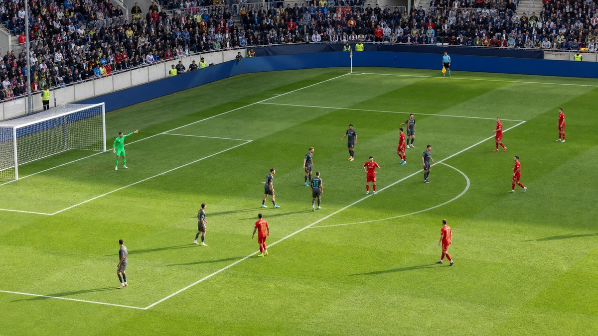 Spelmoment från en fotbollsmatch i Europa League.